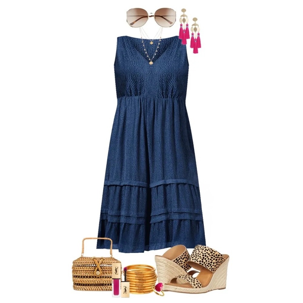 Ann Taylor‎ LOFT Blue Tiered Midi Dress | Size 6 | Fully Lined